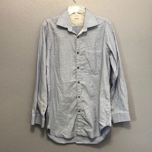 Borgo 28 dress shirt Men's 16.5 32/33 long sleeve blue white plaid button up EUC